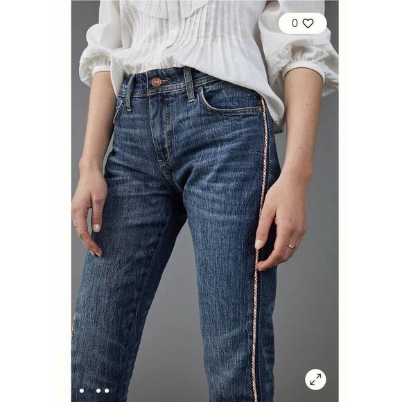 Anthropologie Pilcro Mid Rise Slim Boyfriend Jeans with Side Detail Size 25 - Picture 3 of 9